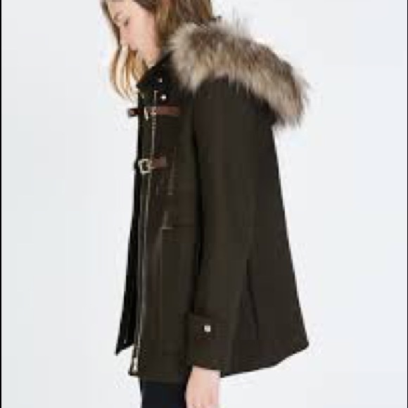 Zara Duffle Military Coat medium green - Picture 2 of 3